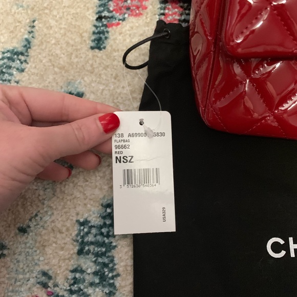 Authentic Chanel Mini Flap Bag RED PATENT LEATHER - Picture 3 of 8